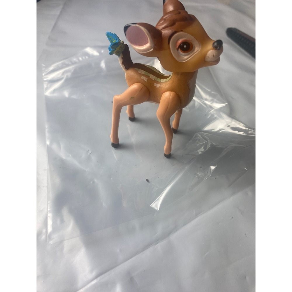 Disney Bambi Action Figure Brown Deer Figurine with Blue Butterfly on Tail
